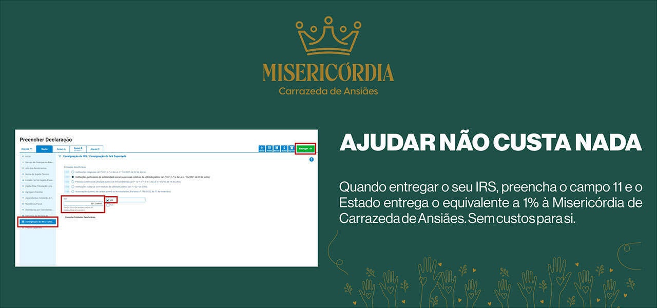 Pode doar 1% do IRS à Santa Casa da Misericórdia.